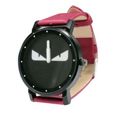 腕時計 ユニセックス モンスターデザイン CM14革 ブラック×ピンク