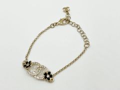 CHANEL シャネル ブレスレット クローバー ラインストーン シャンパンゴールド A21C 超美品