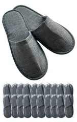 【特売】[EQLITURE] 使い捨てスリッパ 20足セット 高級ホテル仕様 前閉じ 個包装 23cm～28cm相当 夏用 綿麻風素材 大きいサイズ グレー (20 グレー)