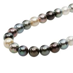 【本物保証】 鑑付 超美品 ネックレス 約54.2g シルバー環 パール 約9.0～10.0ミリ 真珠 マルチカラー ノーブランド No brand