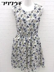 ◇ YECCA VECCA イェッカヴェッカ 花柄 ノースリーブ 膝下丈 ワンピース サイズF ホワイト ベージュ系 レディース 【中古】 【1101220003945】