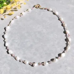 天然淡水パールとさざれ石のネックレス