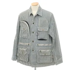 【中古】ファセッタズム FACETASM ヒッコリー カバーオール ブルゾン ネイビーxホワイト【サイズ3】【メンズ】のサムネイル