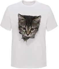 RONGUI Tシャツ 猫 おもしろ トリックアート カジュアル シンプル ブラックネコ( NO.3,  L)