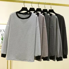 長袖Tシャツ レディース ボーダー トップス スウェット クルーネック 長袖 カジュアル カットソー Tシャツ インナー 秋冬 シンプル カジュアル 大人 かわいい おしゃれ qdfs579qdfs579