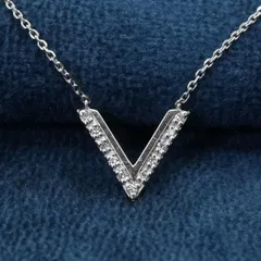 ヴァンドーム青山 プラチナ Ｖライン ネックレス ダイヤモンド◎/25-947S