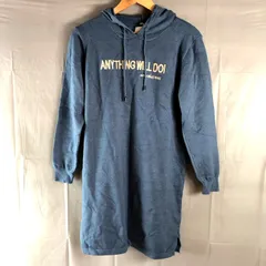 CORECOLLE ワンピース ニットパーカー チュニック 英字ロゴ刺繡 サイドスリット ブルー系 くすみブルー 2025072400143