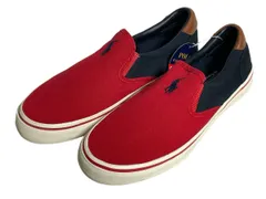 未使用品 US7.5 赤 POLO by Ralph Lauren ポロ ラルフローレン スリッポン ポニー 刺繍