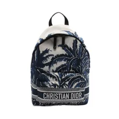 ディオール Dior リュックサック バックパック ディオールパームズ ネイビー/ホワイト キャンバス レザー バックパック レディース Used Aのサムネイル