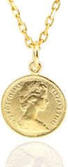 シルバー 925 エリザベス ネックレス 24k ゴールド コーティング 金貨 硬貨 ペンダント メンズ レディース( ゴールド)