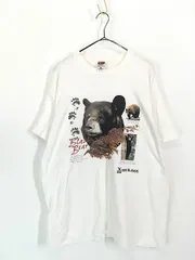 古着 90s Canada製 クマ ブラック ベア アニマル 図鑑 Tシャツ XL 古着 