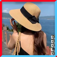 新品 麦わら帽子 ストローハット レディース リボン付き 夏帽 ナチュラル サマーハット 可愛い 【送料無料】