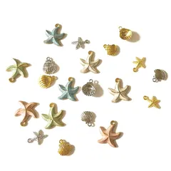 シーズンパーツ マリン〈まとめ売り/20個入り〉アクセサリー ヒトデ 貝殻 シェル メタルチャーム K16GP ロジウム