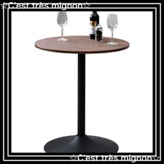 【スピード発送】ダイニングテーブル カフェテーブル ダイニング 食卓 【木目調天板×スチール脚】 円形 萩原(Hagihara) 丸 インダストリアル 幅60 ブラウン LT-4918BR