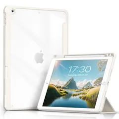 【在庫セール】Aoub iPad 9世代 ケース 10.2 インチ iPad ケース 第9/8 /7世代 2021 2020 2019 透明バックカバー ペン収納 三つ折スタンド オートスリープ機能 軽量 薄型 傷つけ防止 PU合成レザー TPU (モデル番号