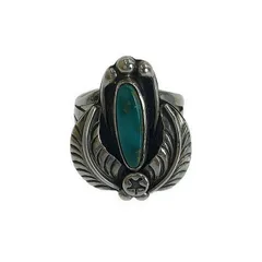 Indian Jewelry / インディアンジュエリー | turquoise stamped ring c.1980 / R.abeya リング | ターコイズ/シルバー | メンズ