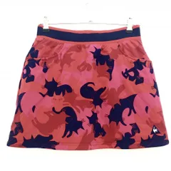 【超美品】ルコック 中綿リバーシブルスカート レッド×ネイビー 猫柄 キルティング レディース 11 ゴルフウェア le coq sportif