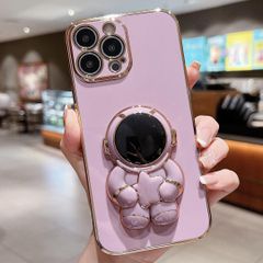 iPhone13Pro スマホケース　スタンド　宇宙飛行士　薄紫　ユニーク