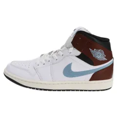 NIKE (ナイキ) Air Jordan 1 Mid SE FQ7831-142 エアジョーダン1 ミッドカットスニーカー シューズ ホワイト/ブラウン/ブルー US10/28cm