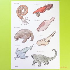 シール　古生代の生物4（A4判）のサムネイル