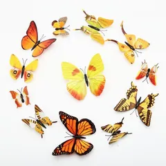 ウォールステッカー お洒落 3D 立体  秋の黄色 蝶 シール 剥がせる 【SHOPS MON】