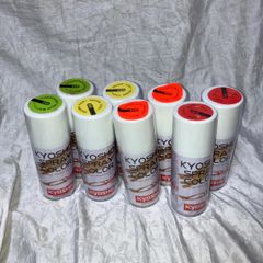 未使用 KYOSYO SPRAY COLOR 京商 スプレー 塗料 蛍光オレンジ 蛍光グリーン レッド イエロー 各2本ずつ 計8本 プラモデル ラジコン カラーリング
