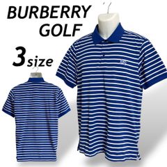 BURBERRY GOLF バーバリーゴルフ メンズ 半袖ポロシャツ 3 ゴルフウェア E5P50-345-25 ロゴ 三陽商会 ボーダー ホワイト×ブルー系 (D031)★