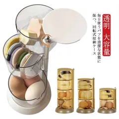 回転式 透明 蓋付 コットンパフ入れ メイクスポンジ 卓上収納 化粧小物収納 ケース 収納 コスメ 3段 容器 クリア 防塵 アクセサリー収納 コンパクト 【送料無料】パフ収納ケース 小物収納 大容量#yskma604712のサムネイル