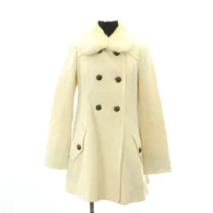 バーバリーブルーレーベル BURBERRY BLUE LABEL ラビットファー襟 コート ダブル ロング ウール 36 XS