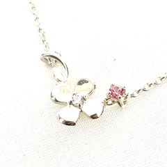 STAR JEWELRY スタージュエリー シルバー 925 フラワー ネックレス ピンクストーン