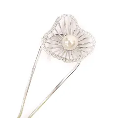 髪飾り 成人式 振袖 前撮り 袴 花 浴衣 夏祭り 花火大会 シルバー 白 パール ラインストーン キラキラ おしゃれ かわいい フォ No.9-4378