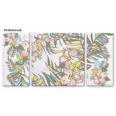 アートパネル HIBISCUS ハイビスカス 3枚セット イラスト アートフレーム 壁飾り インテリア アートパネル 絵画 インテリア 壁掛け 額入り 額装込 リビング 玄関 額 プレゼント 額絵 ギフト ポスター 額入り 油絵