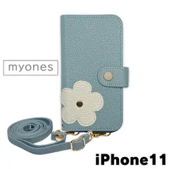 【新品未使用】 iPhone11 アイフォン11 スマホケース 手帳型 (色：ブルーグレー) 斜めがけ スマホショルダー ストラップ付き 落下防止 カード収納 鏡付き ミラー くすみカラー myones-case024-iphone11-blgy
