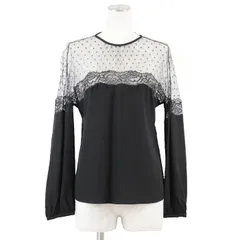 RED VALENTINO レッドヴァレンティノ シャツ ブラウス ドット柄 フローラル レース コンビネーション 花柄 長袖 トップス レディース サイズ 38 ブラック 黒のサムネイル