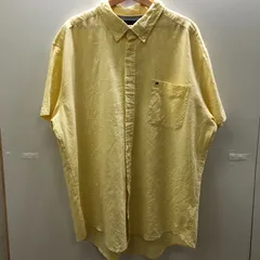 00`s TOOMY HILFIGER 00年代 トミーヒルフィガー 半袖 シャツ CUSTOM FIT ワンポイントロゴ 00`s vintage バングラデシュ製 メンズ イエロー