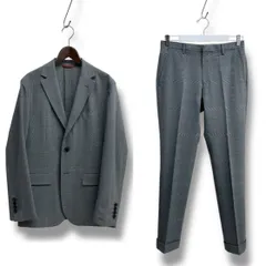 BLACK LABEL CRESTBRIDGE ブラックレーベル クレストブリッジ セットアップスーツ チェック柄 春夏用 背抜き 2つボタン サイドベンツ 上下サイズ違い 裾ダブル グレー 灰色 サイズM&S メンズ ゴーゴー古着久喜倉庫店 No.833Y