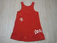 ミキハウス アウトレット miki house mikihouse 子供服 女の子 ジャンパースカート 110cm ★2 赤 コーデュロイ 花 秋 冬 ガールズ 女児 キッズ 【中古】 ユーズド リサイクル 古着