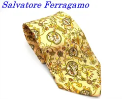 フェラガモ　Salvatore Ferragamo ネクタイ　オレンジ ベース　ベイズリー柄　(1126-1)