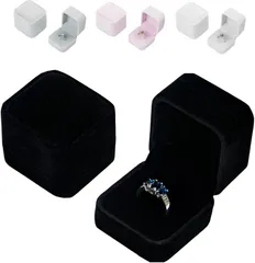 fogman 指輪ケース リングケース 指輪入れ ペアリングケース ジュエリーケース 2個セット(ブラック,  中)