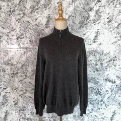 美品　UNIQLO ユニクロ　ニット　セーター　ハイネック　長袖　ハーフジップ　無地　カシミヤ100% 春　秋　冬【size L】　グレー　灰