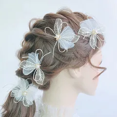 【人気商品】花嫁 手作り ウェディング 髪留め 披露宴 花 着物 ヘアピン パール 成人式 4点セット 二次会 3種類 卒業式 ヘッドドレス 結婚式 入学式 髪飾り 子供 ヘアアクセサリー 発表会 RICISUNG