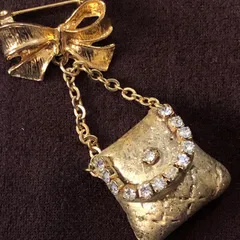 ハンドクラフト ハンドバッグ キラキラブローチ