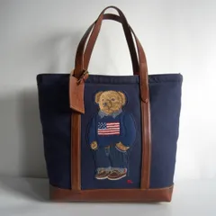 【50周年記念モデル】POLO RALPH LAUREN【POLO BEAR ポロベア キャンバス×レザー トート バッグ】ポロラルフローレン 25100082