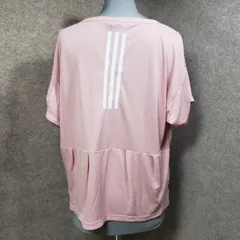 adidas（アディダス）ロゴプリント バック3ストライプ Tシャツ ピンク系 J/L　u6985i