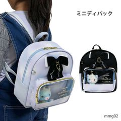リュック キッズ ミニ ディパック 小学生 女の子 女子 ガールズ 推し活 タウン 合皮 猫 ねこ リボン 推し事 オタ活 ヲタ活 お出かけ 旅行 クリアポケット ネコ キャット 小さめ フェイクレザー ぬいぐるみ かわいい j39-8