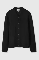 COS ブラック モヘアニットカーディガン　アルパカ SPREAD-COLLAR TEXTURED ALPACA CARDIGAN スプレッドカラー