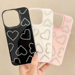 iphoneケース ハート柄 iphone16eケース ダイヤ付き iphone16ケース iphone16proケース キラキラ iphone15proケース 耐衝撃 iphone14ケース