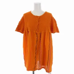 ミーイッセイミヤケ me ISSEY MIYAKE 20SS シャツ ブラウス 半袖 ストライプ シワ加工 オレンジ MI02FO502 /BMのサムネイル