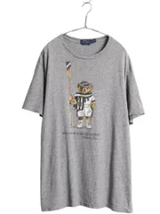 【お得なクーポン配布中!】 ポロベア ポロ ラルフローレン プリント 半袖 Tシャツ メンズ L / 古着 キャラクター カットソー トップス コットン シングルステッチ 灰