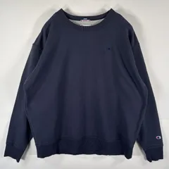 古着 チャンピオン Champion スウェット トレーナー 大きいサイズ ワンポイントロゴ クルーネック プルオーバー  XXL  ネイビー メンズ